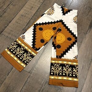 NWT MITARA HIGH WAIST WIDE LEG PRINTED LINEN PANTS SIZE M